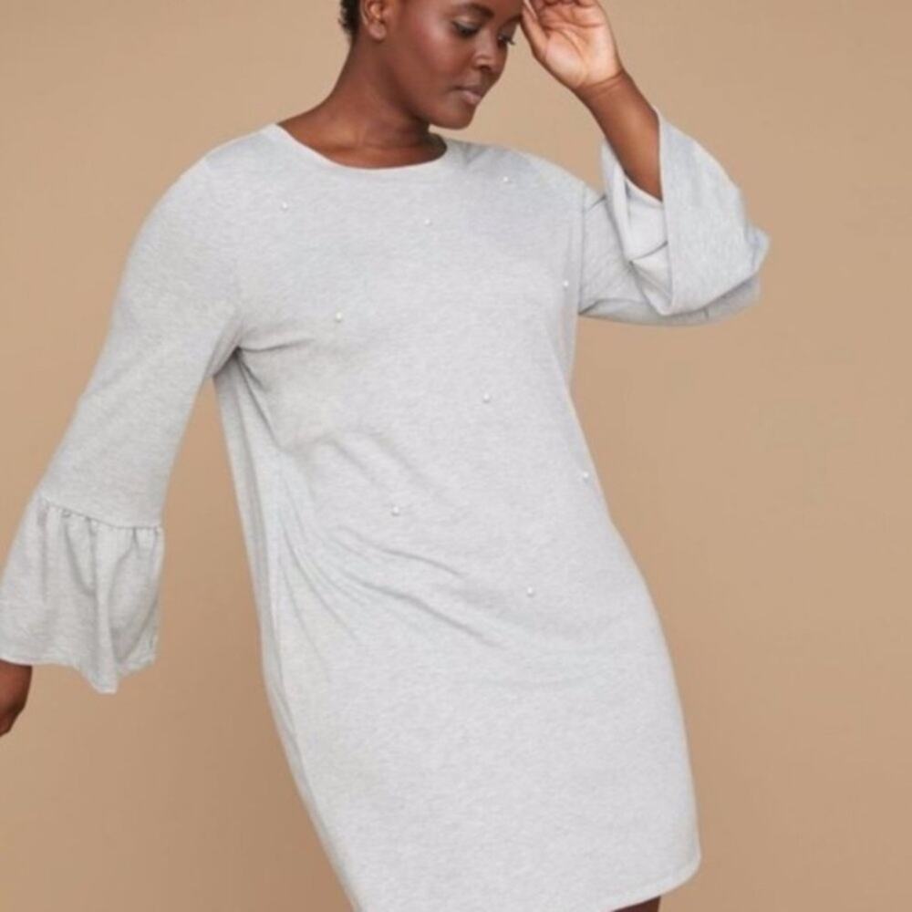 NWT Lane Bryant Gray French Terry Pearl Dress